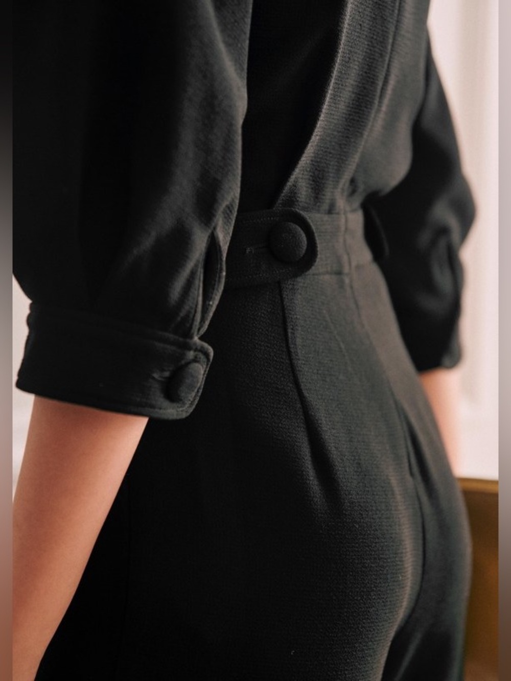 Sezane Black Wide-Leg Jumpsuit - Picture 4 of 7